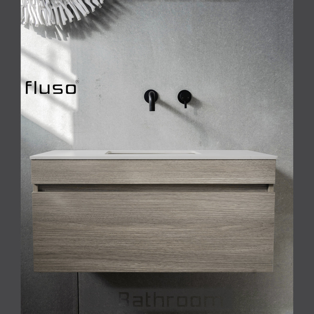 Pick up @Mel Modern look wall hung floating vanity sizes optional Sintered Stone bench top with undermount basin