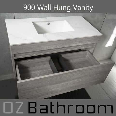 Pick up @Mel Modern look wall hung floating vanity sizes optional Sintered Stone bench top with undermount basin