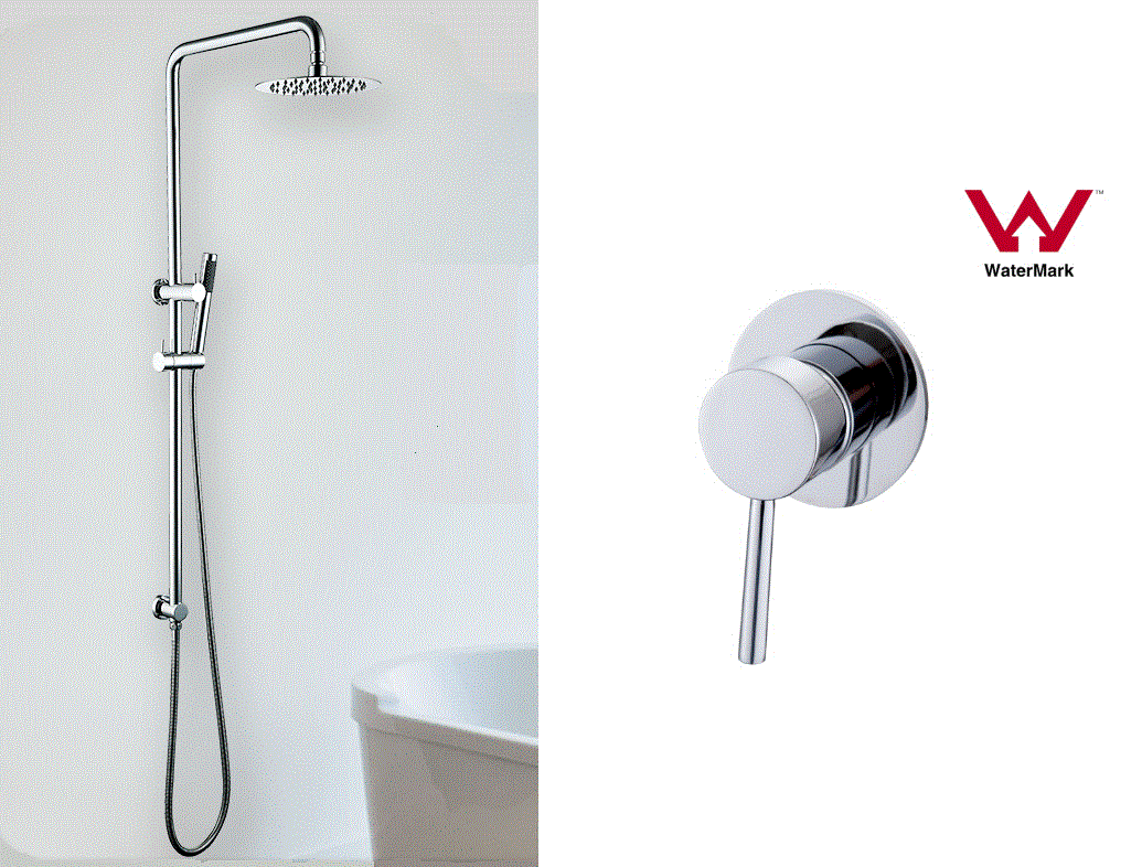 WELS Chrome 8" Round Rain Shower set W Handheld Rail Unit