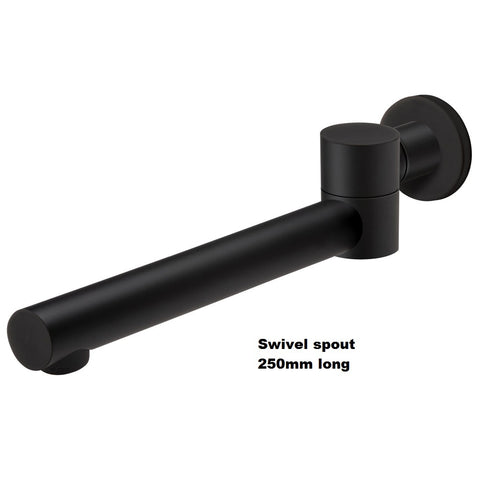 180° swivel brass wall bathtub spout matt black round/square