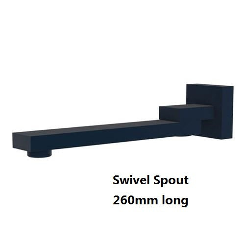 180° swivel brass wall bathtub spout matt black round/square